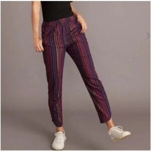 MARINE LAYER ALLISON MULTI-COLORED MAGENTA GOLD LUREX STRIPPED PANTS SMALL